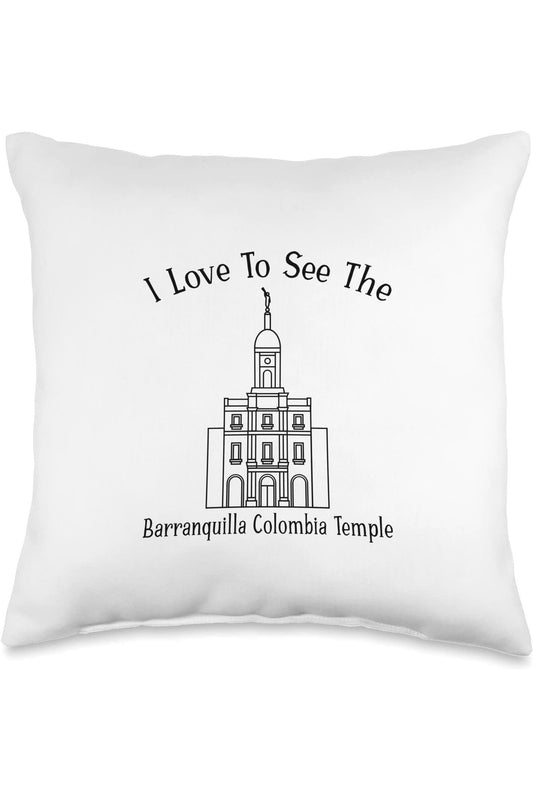 Barranquilla Colombia Temple Throw Pillows - Happy Style (English) US