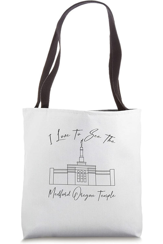 Medford Oregon Temple Tote Bag - Calligraphy Style (English) US