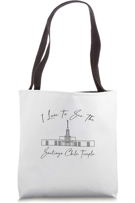 Santiago Chile Temple Tote Bag - Calligraphy Style (English) US