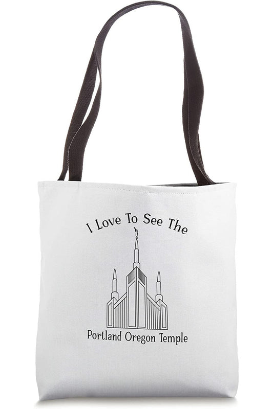 Portland Oregon Temple Tote Bag - Happy Style (English) US