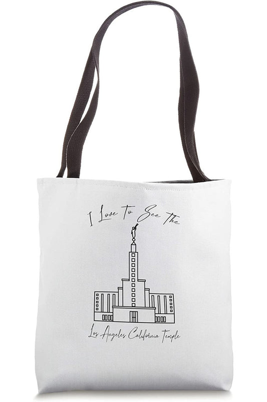 Los Angeles California Temple Tote Bag - Calligraphy Style (English) US