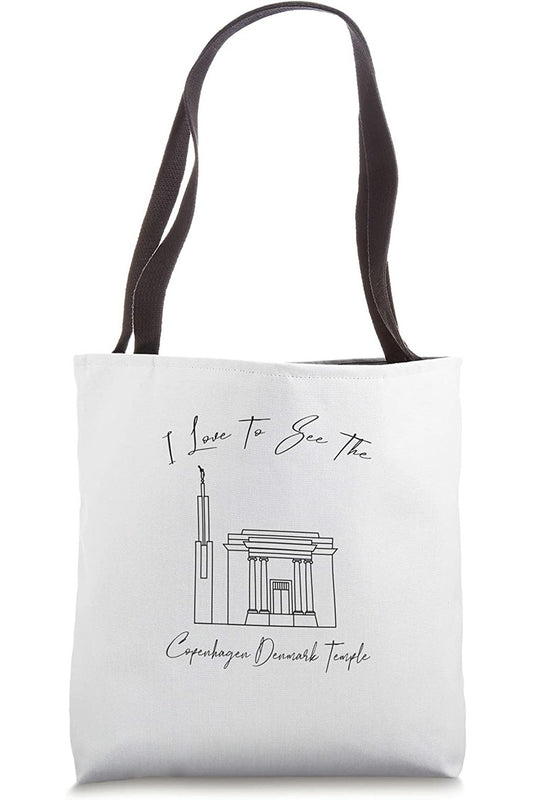 Copenhagen Denmark Temple Tote Bag - Calligraphy Style (English) US