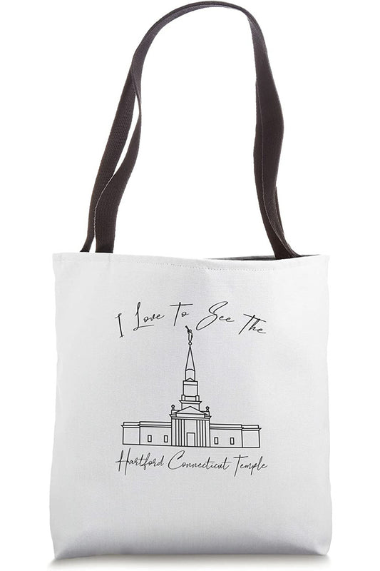 Hartford Connecticut Temple Tote Bag - Calligraphy Style (English) US