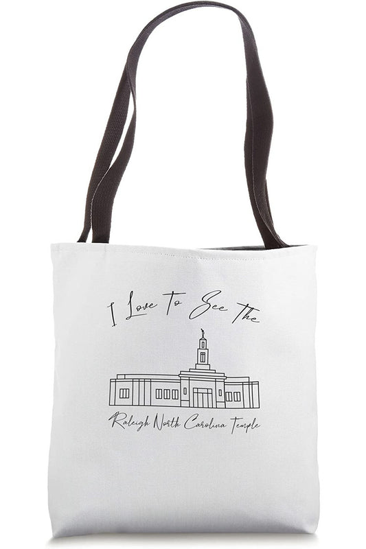 Raleigh North Carolina Temple Tote Bag - Calligraphy Style (English) US