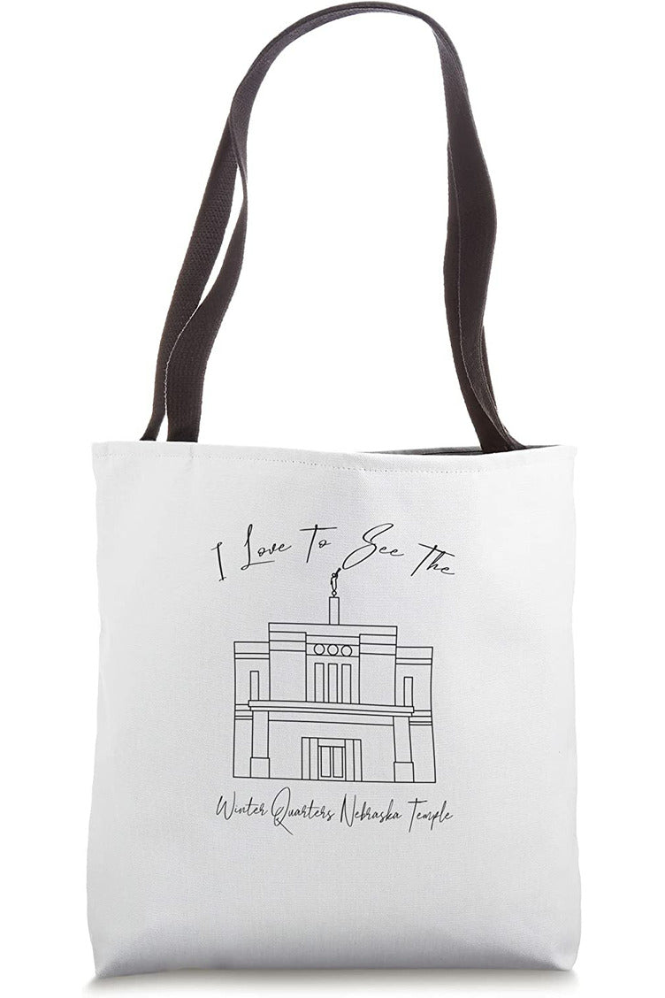 Winter Quarters Nebraska Temple Tote Bag - Calligraphy Style (English) US