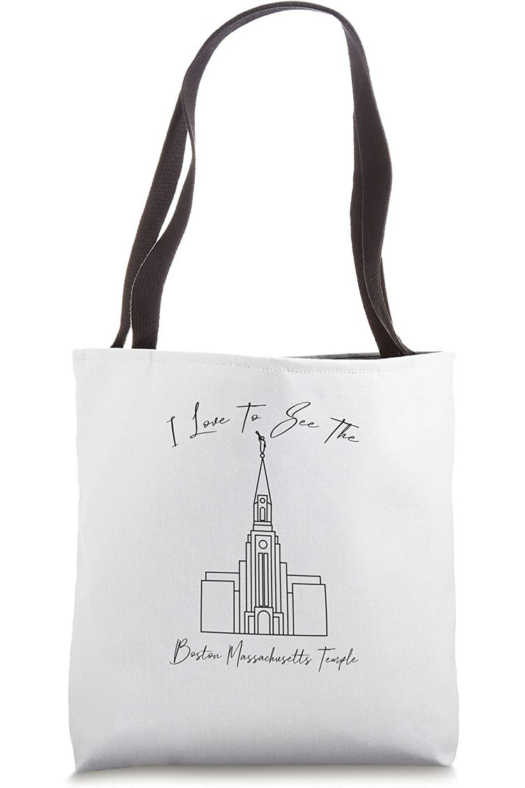 Boston Massachusetts Temple Tote Bag - Calligraphy Style (English) US