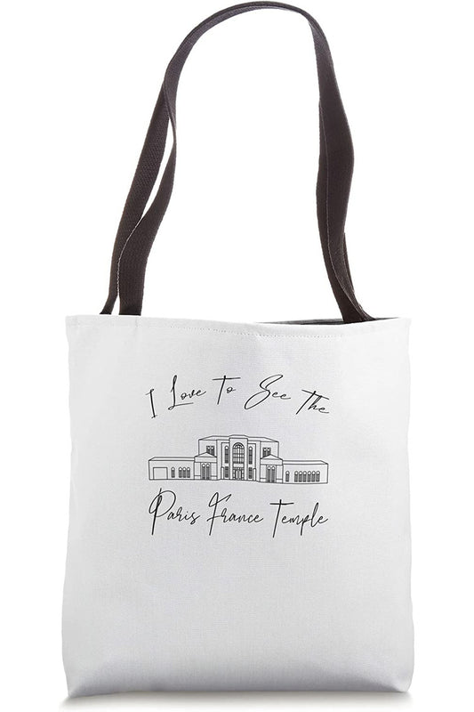 Paris France Temple Tote Bag - Calligraphy Style (English) US