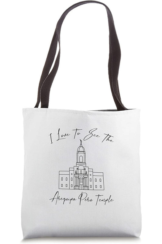 Arequipa Peru Temple Tote Bag - Calligraphy Style (English) US