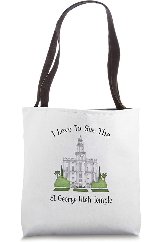 St George Utah Temple Tote Bag - Happy Style (English) US