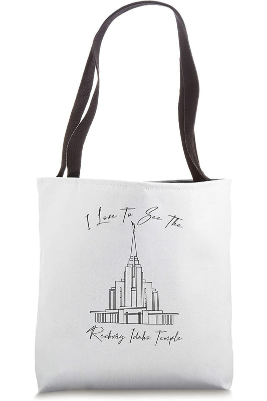 Rexburg Idaho Temple Tote Bag - Calligraphy Style (English) US