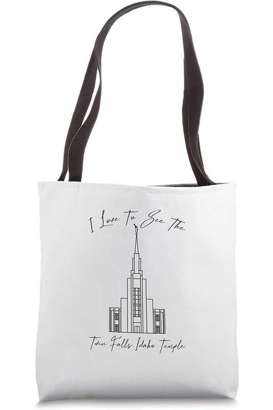 Twin Falls Idaho Temple Tote Bag - Calligraphy Style (English) US