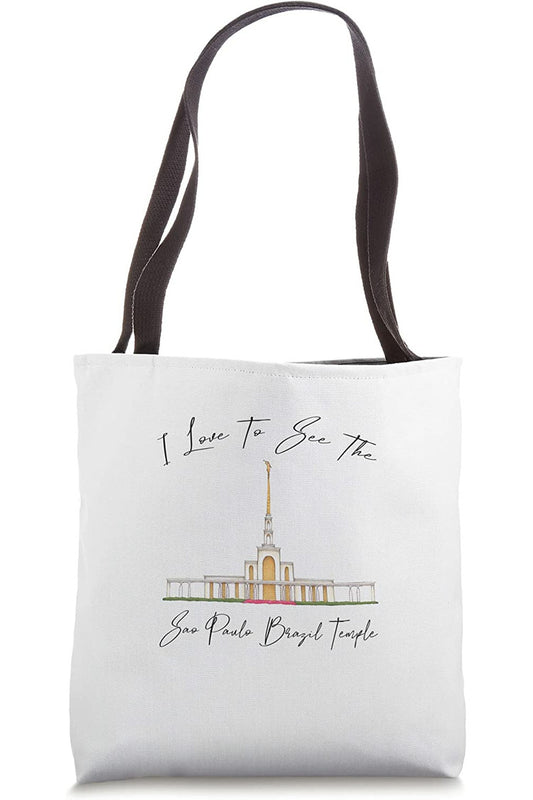 Sao Paulo Brazil Temple Tote Bag - Calligraphy Style (English) US