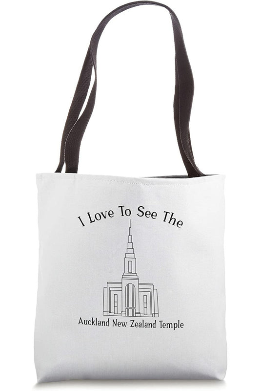 Auckland New Zealand Temple Tote Bag - Happy Style (English) US