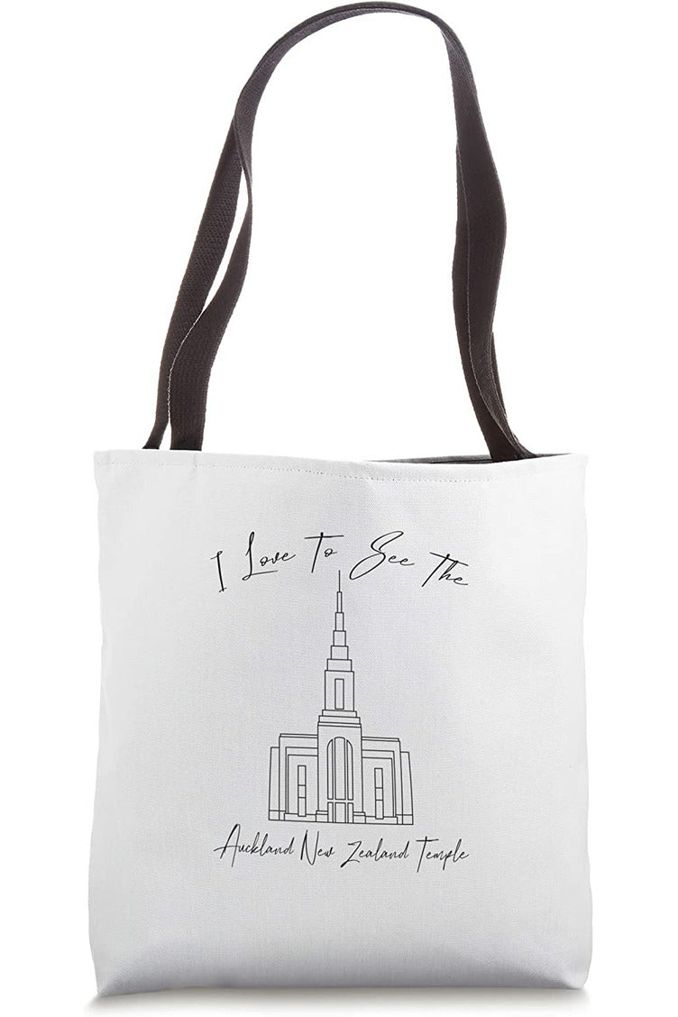 Auckland New Zealand Temple Tote Bag - Calligraphy Style (English) US
