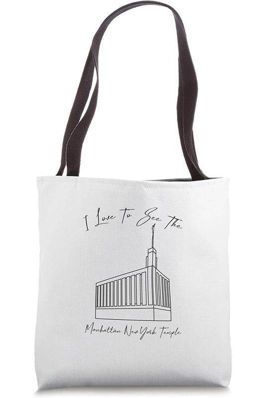 Manhattan New York Temple Tote Bag - Calligraphy Style (English) US