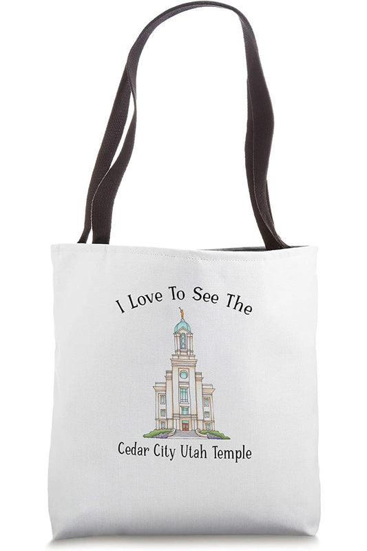 Cedar City Utah Temple Tote Bag - Happy Style (English) US