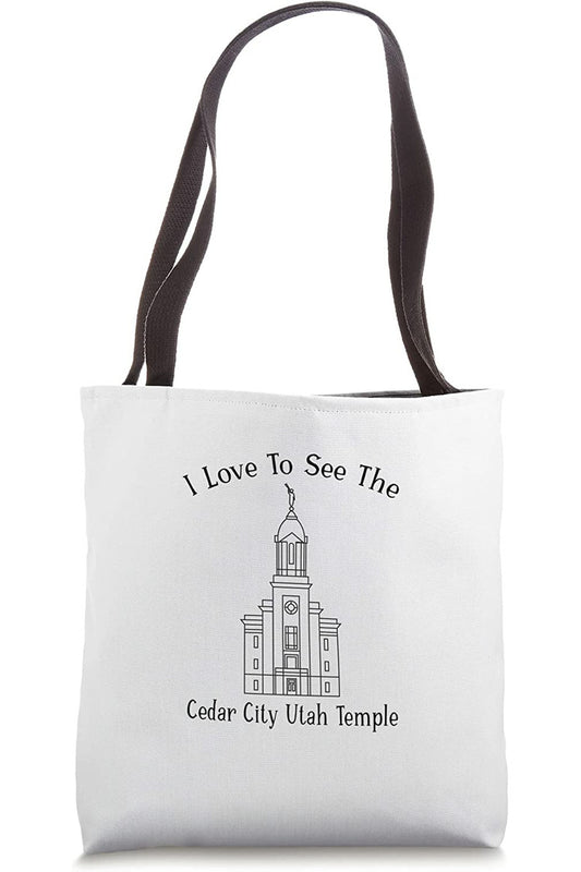 Cedar City Utah Temple Tote Bag - Happy Style (English) US