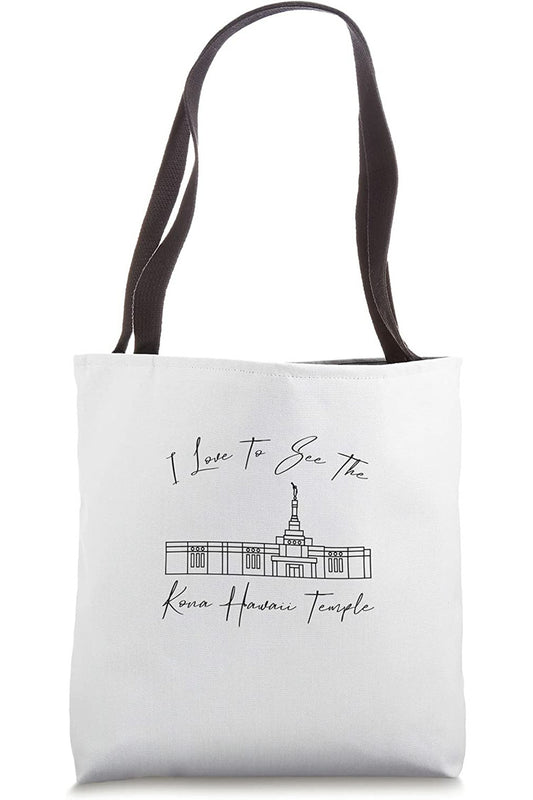 Kona Hawaii Temple Tote Bag - Calligraphy Style (English) US