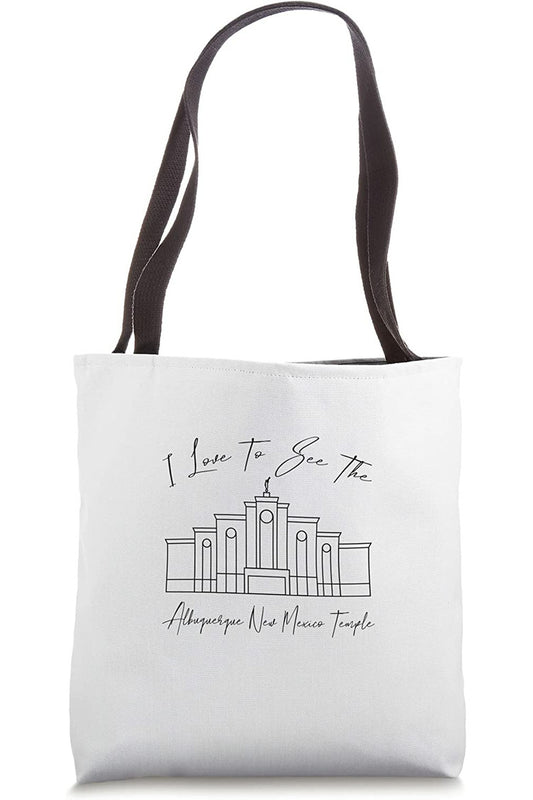 Albuquerque New Mexico Temple Tote Bag - Calligraphy Style (English) US