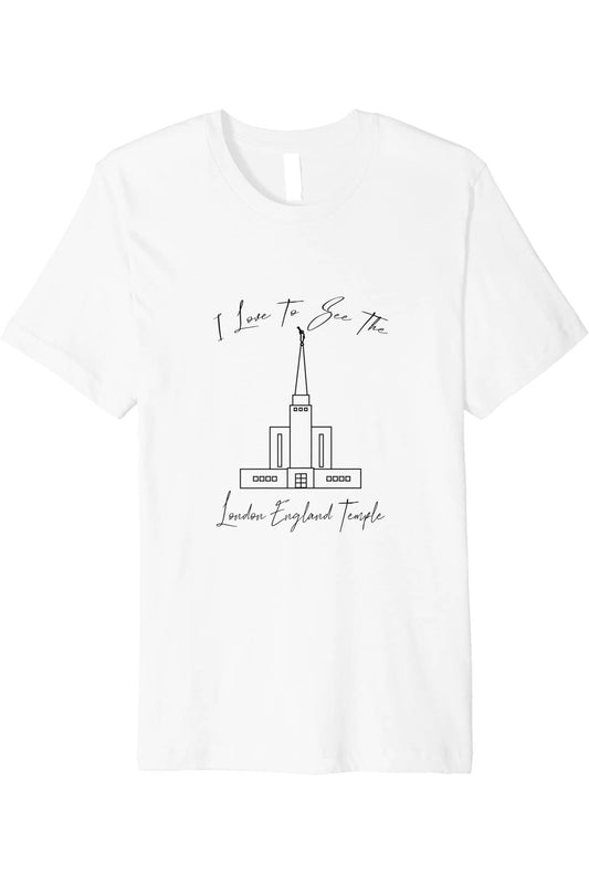 London England Temple T-Shirt - Premium - Calligraphy Style (English) US