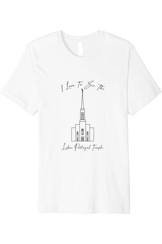 Lisbon Portugal Temple T-Shirt - Premium - Calligraphy Style (English) US