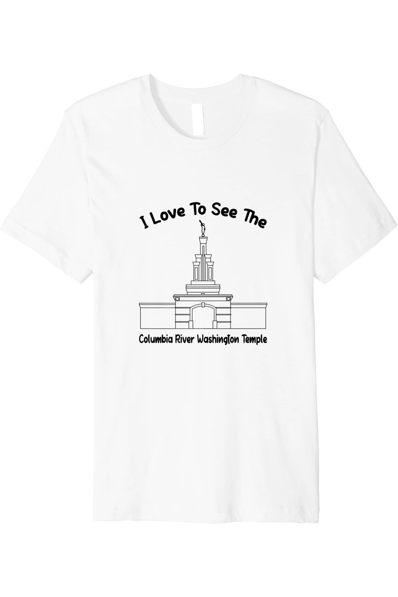 Columbia River Washington Temple T-Shirt - Premium - Primary Style (English) US