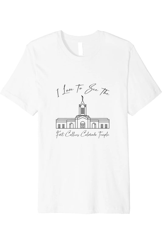 Fort Collins Colorado Temple T-Shirt - Premium - Calligraphy Style (English) US