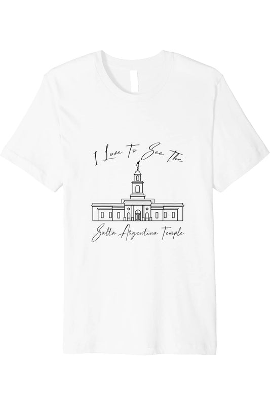 Salta Argentina Temple T-Shirt - Premium - Calligraphy Style (English) US