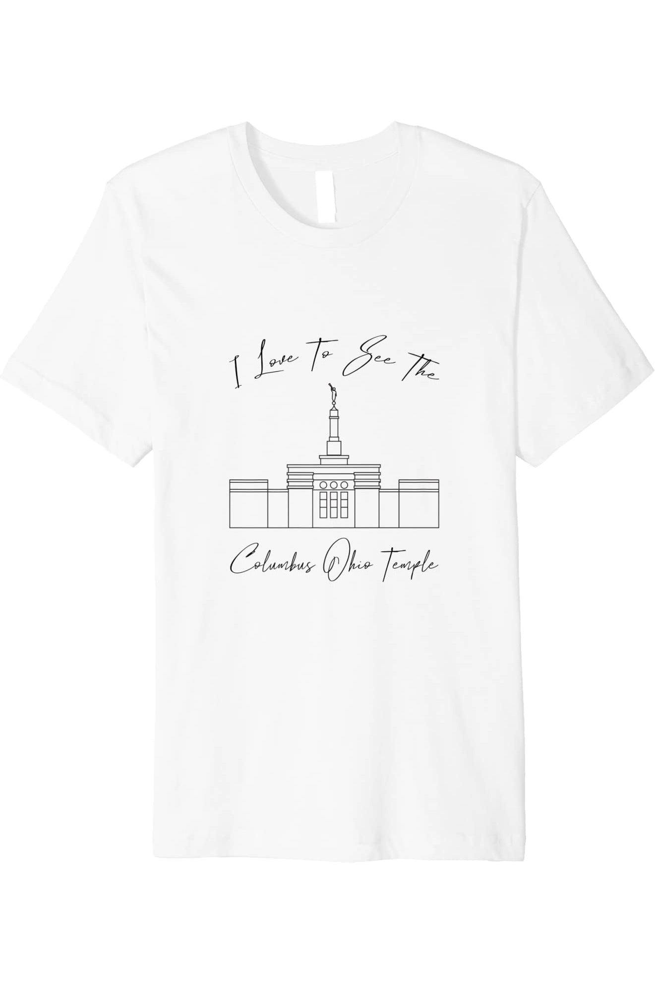 Columbus Ohio Temple T-Shirt - Premium - Calligraphy Style (English) US