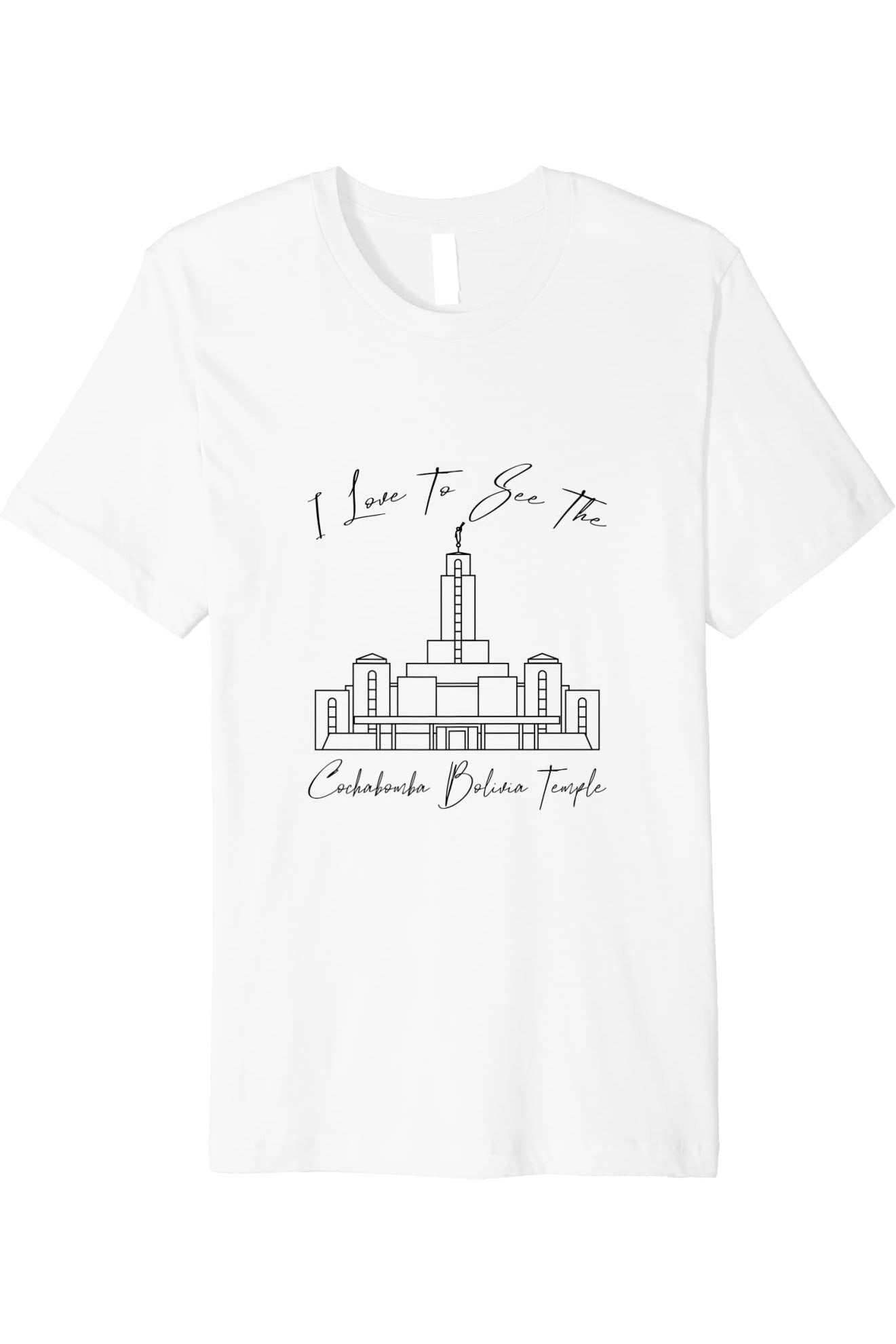 Cochabamba Bolivia Temple T-Shirt - Premium - Calligraphy Style (English) US