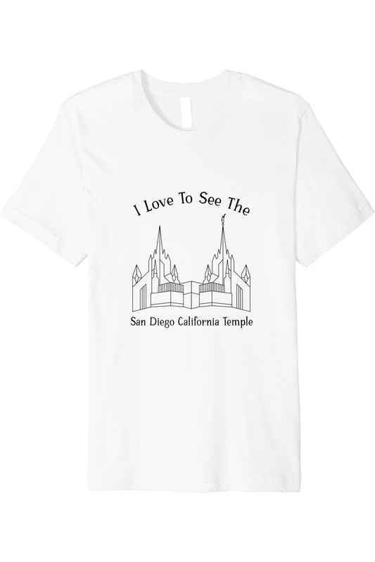 San Diego California Temple T-Shirt - Premium - Happy Style (English) US