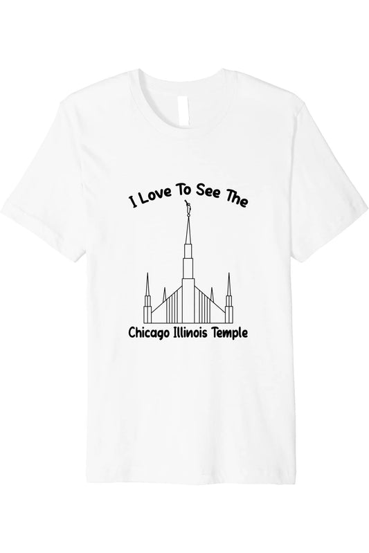 Chicago Illinois Temple T-Shirt - Premium - Primary Style (English) US