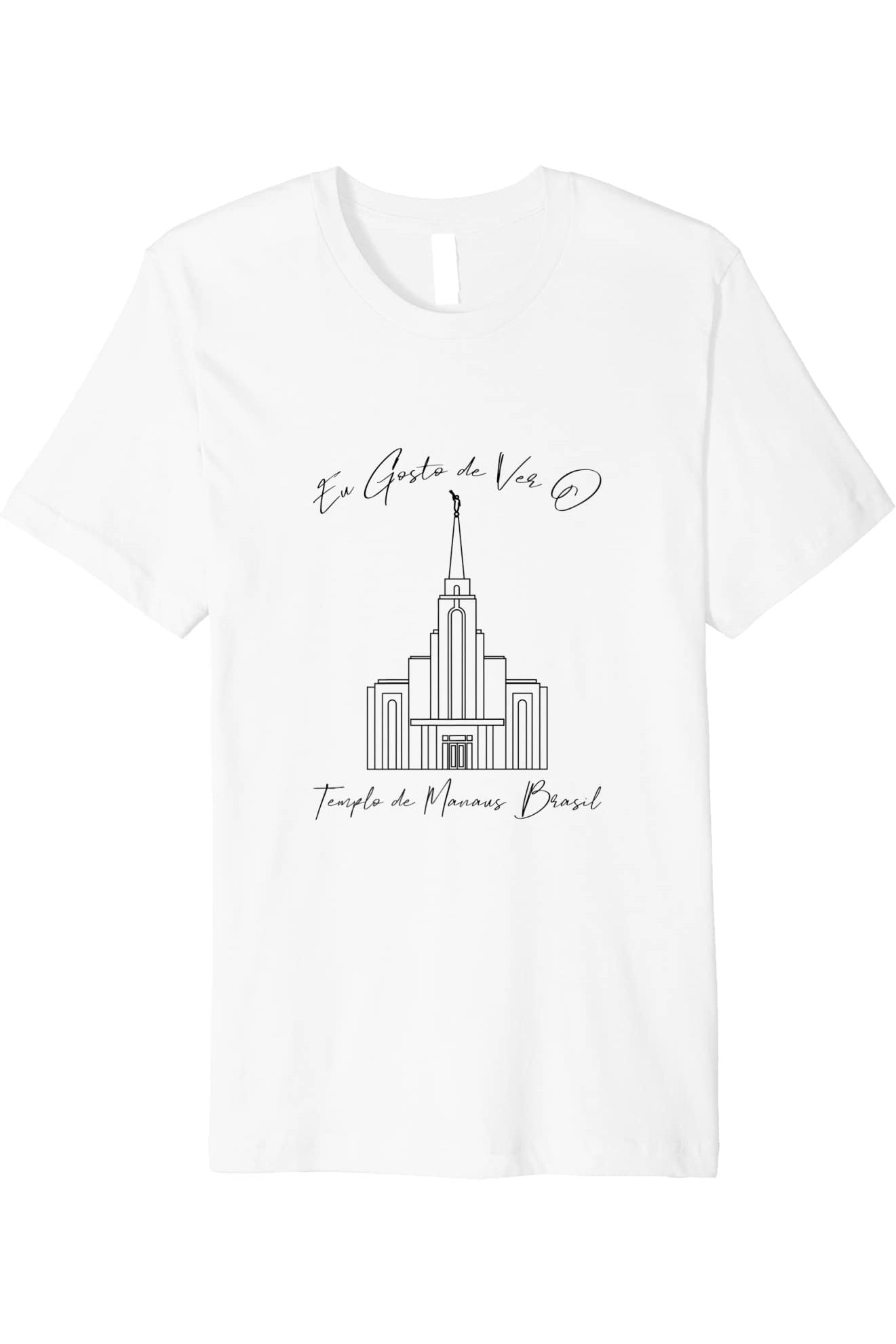 Manaus Brazil Temple T-Shirt - Premium - Calligraphy Style (Portuguese) US