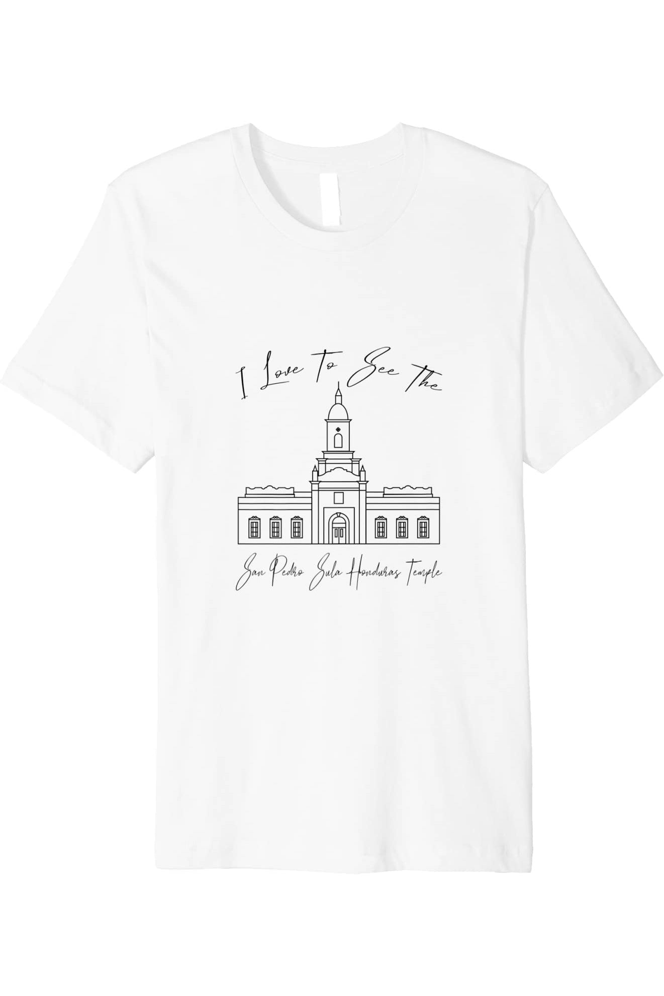 San Pedro Sula Honduras Temple T-Shirt - Premium - Calligraphy Style (English) US