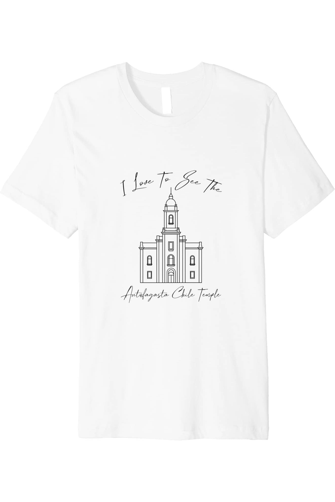 Antofagasta Chile Temple T-Shirt - Premium - Calligraphy Style (English) US
