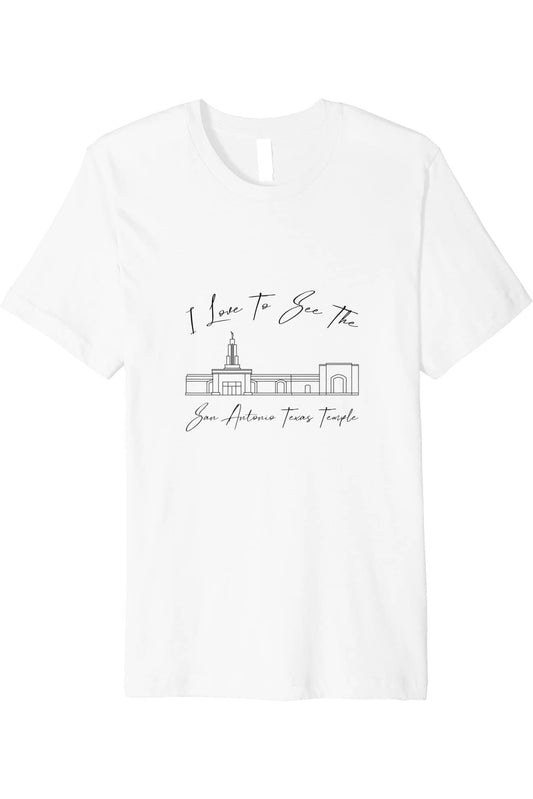 San Antonio Texas Temple T-Shirt - Premium - Calligraphy Style (English) US