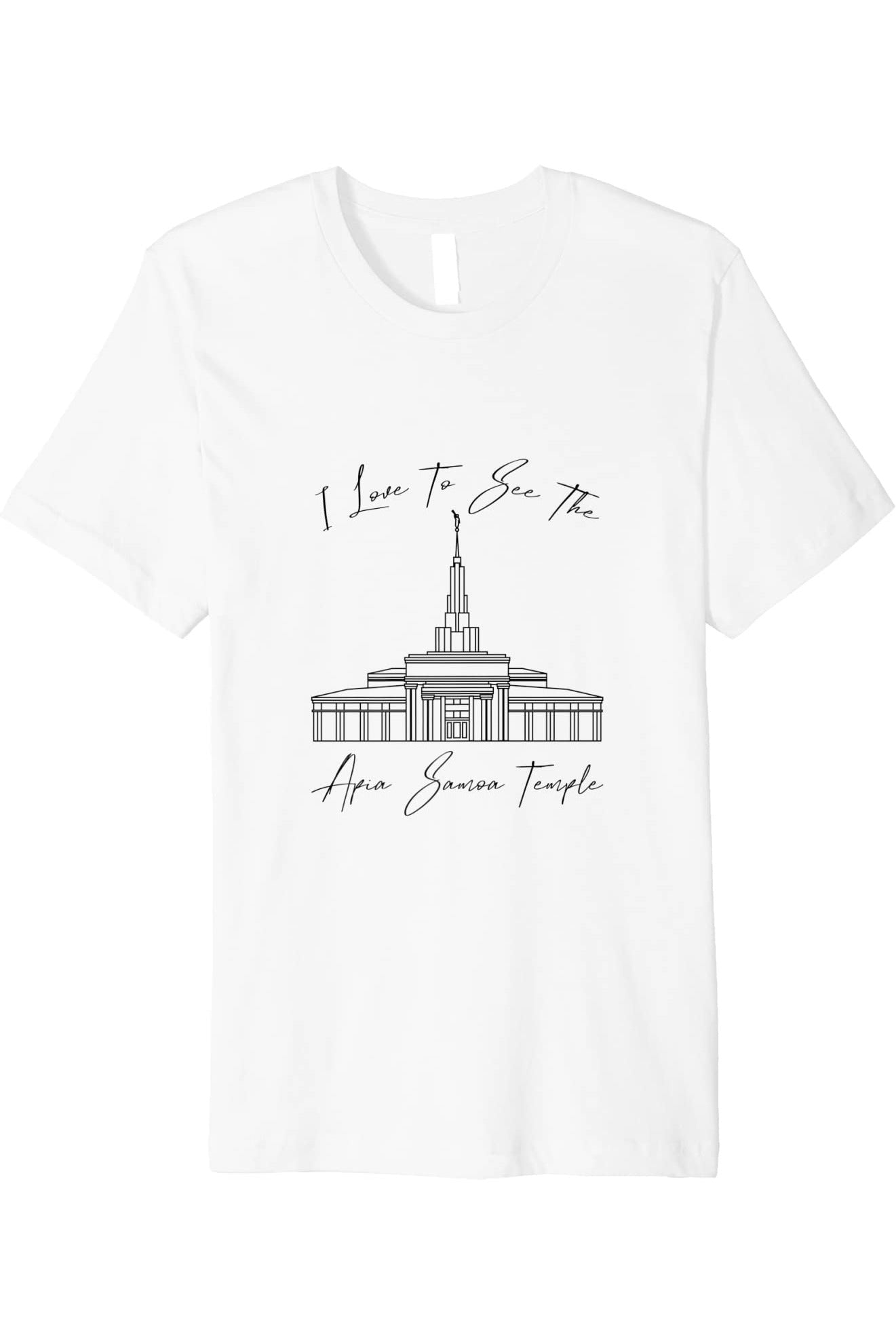 Apia Samoa Temple T-Shirt - Premium - Calligraphy Style (English) US