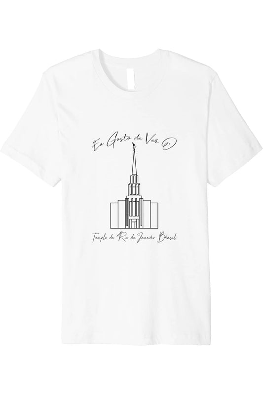 Rio de Janeiro Brazil Temple T-Shirt - Premium - Calligraphy Style (Portuguese) US
