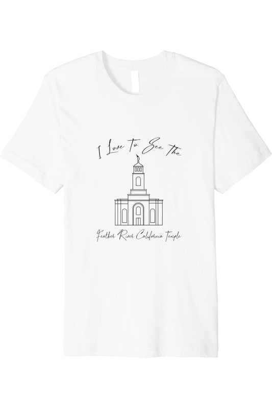 Feather River California Temple T-Shirt - Premium - Calligraphy Style (English) US
