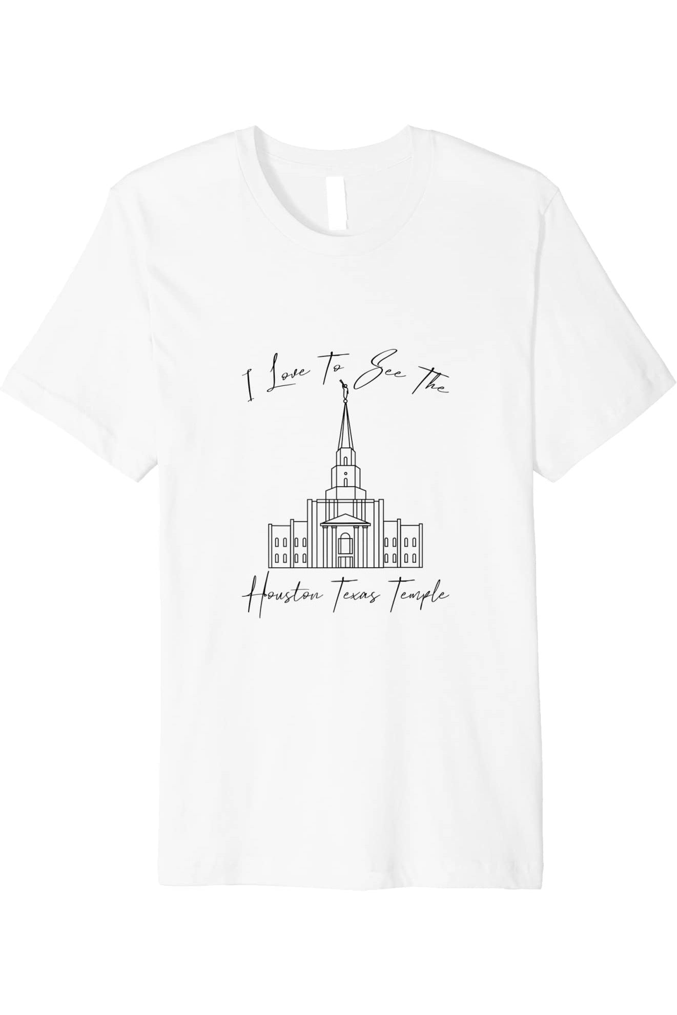 Houston Texas Temple T-Shirt - Premium - Calligraphy Style (English) US