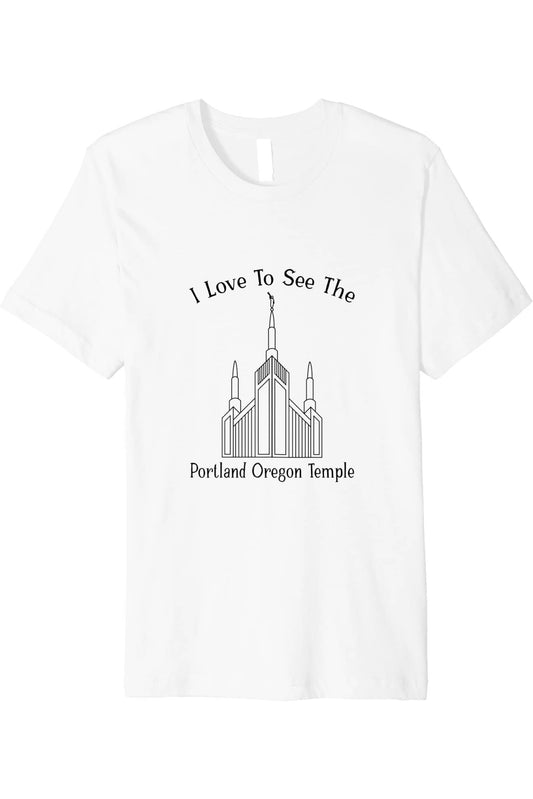 Portland Oregon Temple T-Shirt - Premium - Happy Style (English) US