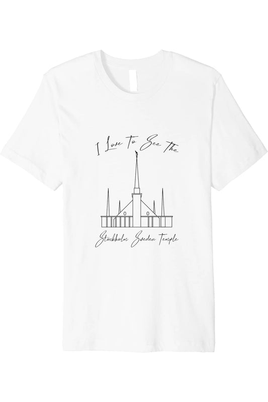 Stockholm Sweden Temple T-Shirt - Premium - Calligraphy Style (English) US