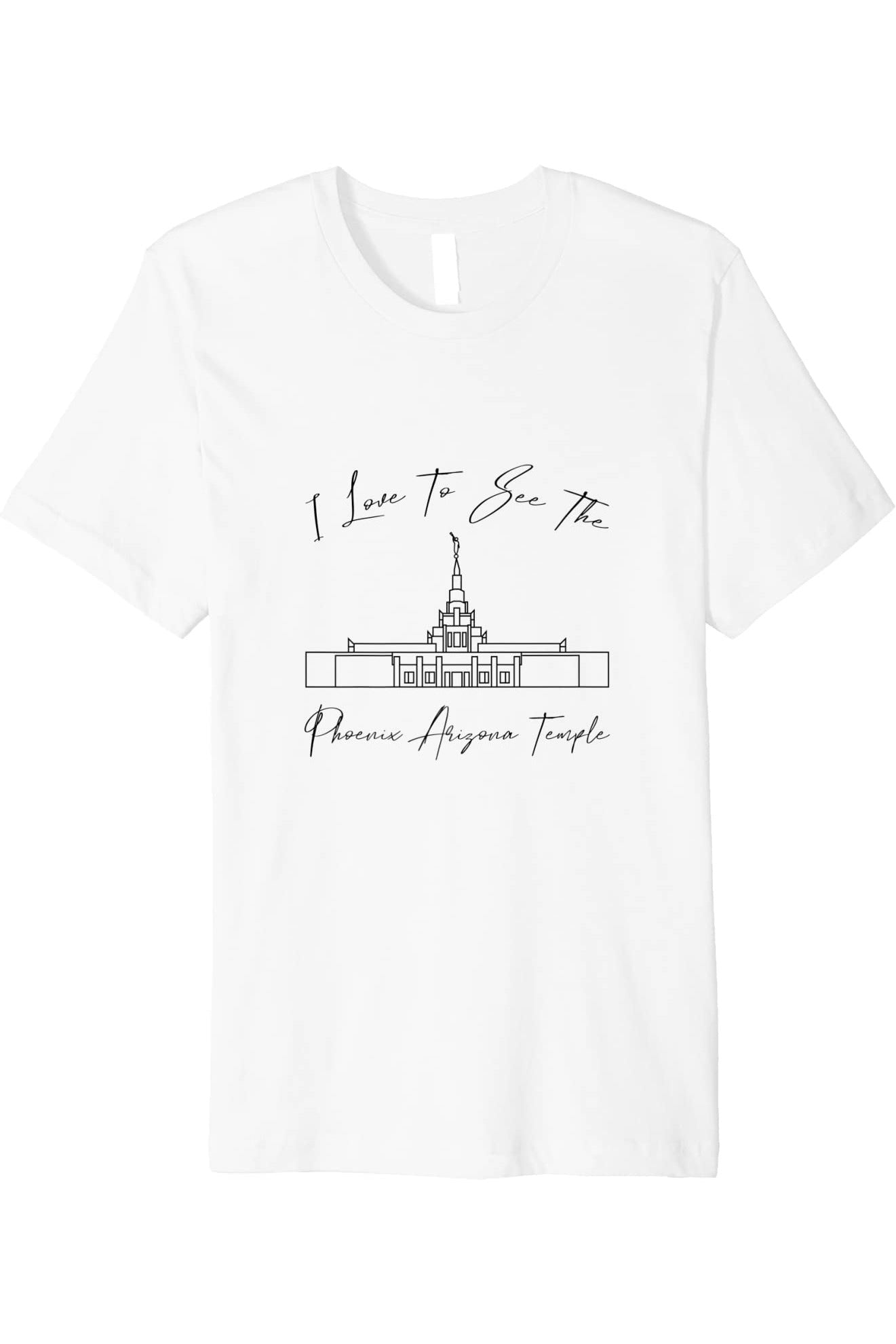 Phoenix Arizona Temple T-Shirt - Premium - Calligraphy Style (English) US
