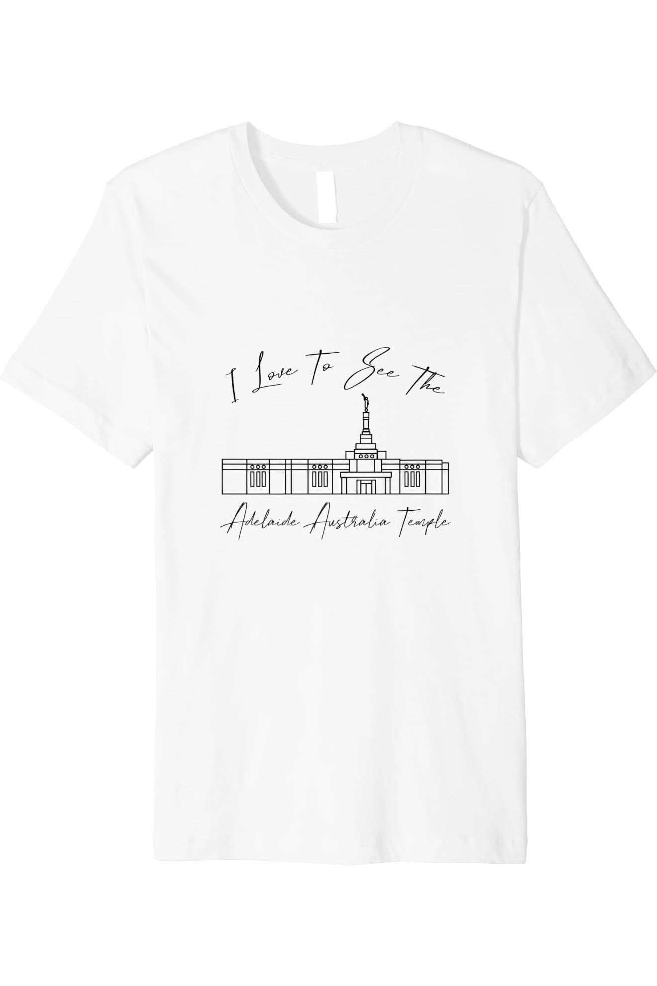 Adelaide Australia Temple T-Shirt - Premium - Calligraphy Style (English) US