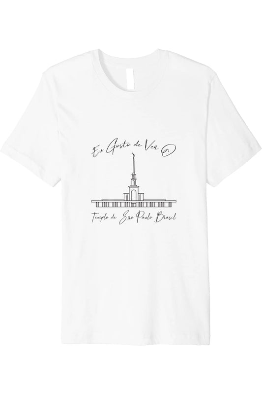 Sao Paulo Brazil Temple T-Shirt - Premium - Calligraphy Style (Portuguese) US