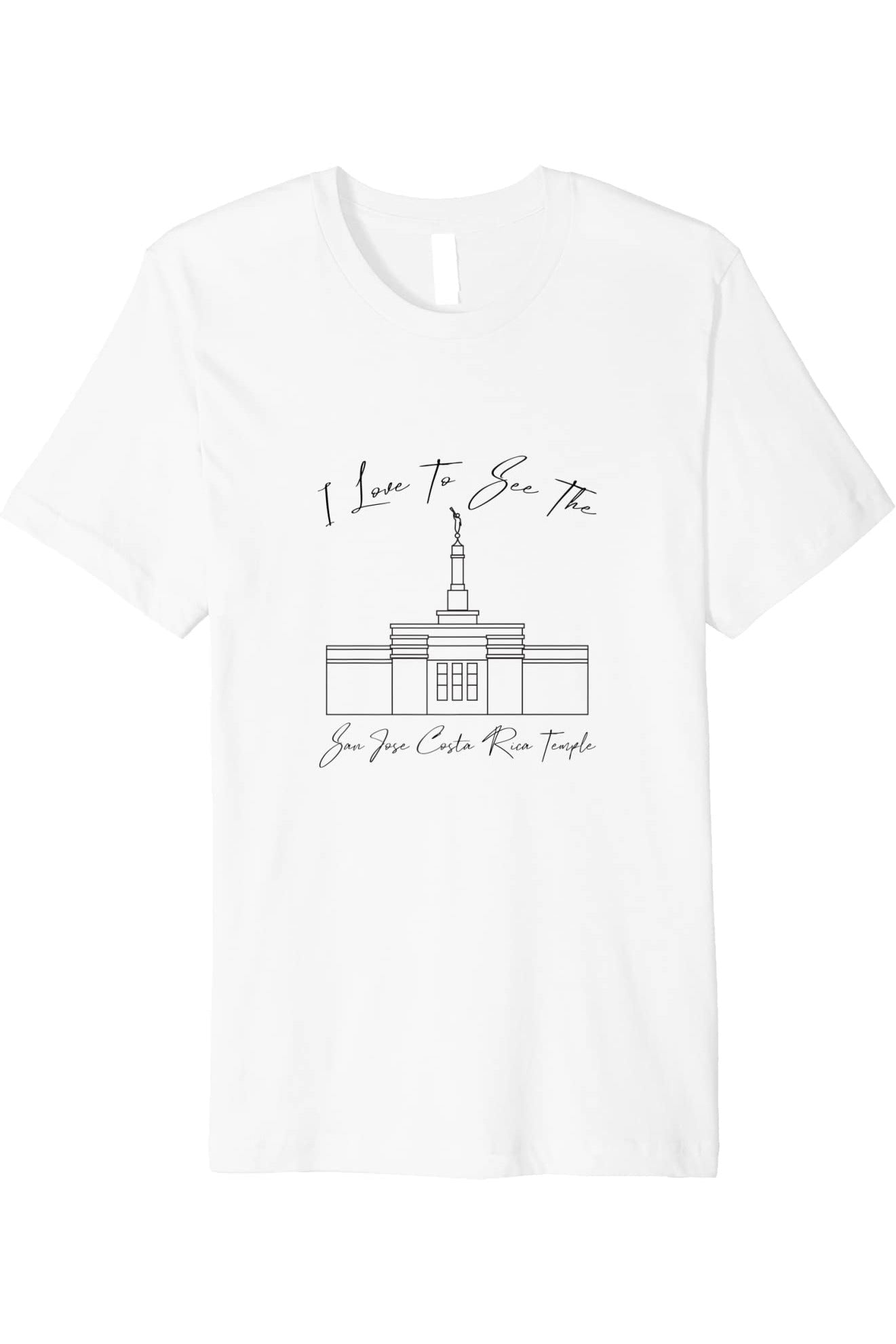 San Jose Costa Rica Temple T-Shirt - Premium - Calligraphy Style (English) US