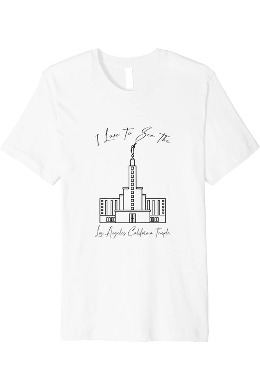 Los Angeles California Temple T-Shirt - Premium - Calligraphy Style (English) US