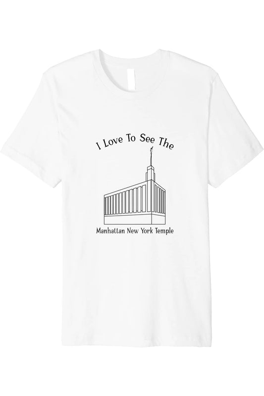 Manhattan New York Temple T-Shirt - Premium - Happy Style (English) US