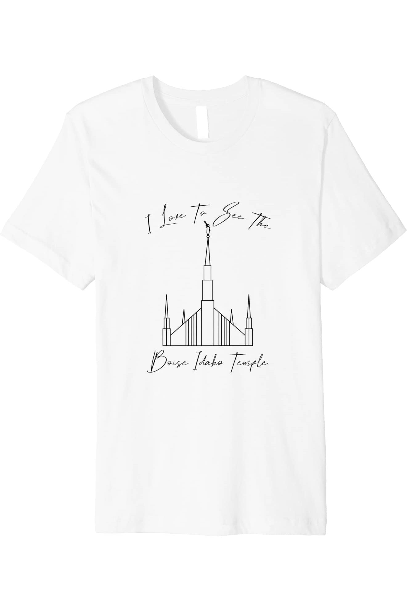 Boise Idaho Temple T-Shirt - Premium - Calligraphy Style (English) US