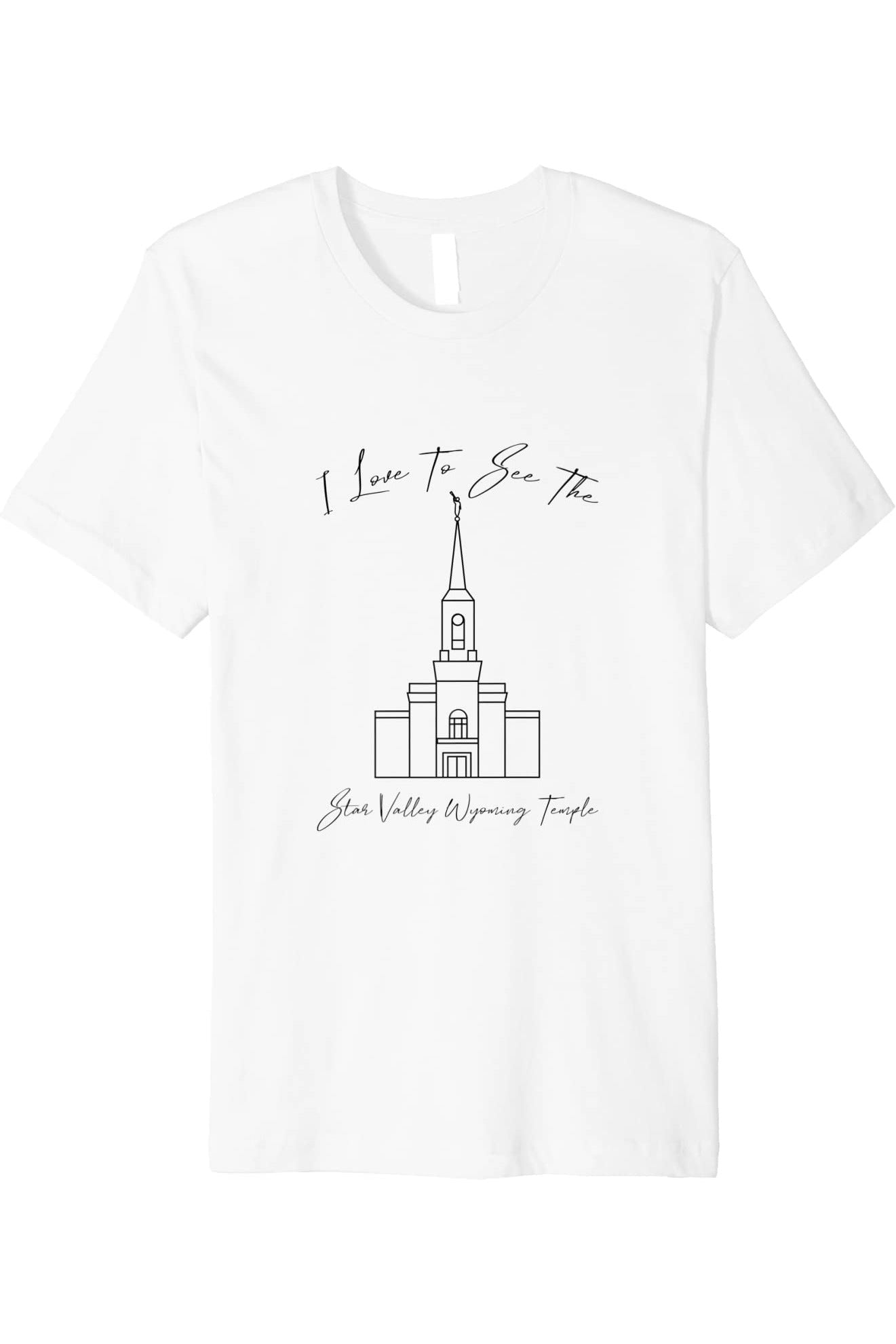 Star Valley Wyoming Temple T-Shirt - Premium - Calligraphy Style (English) US